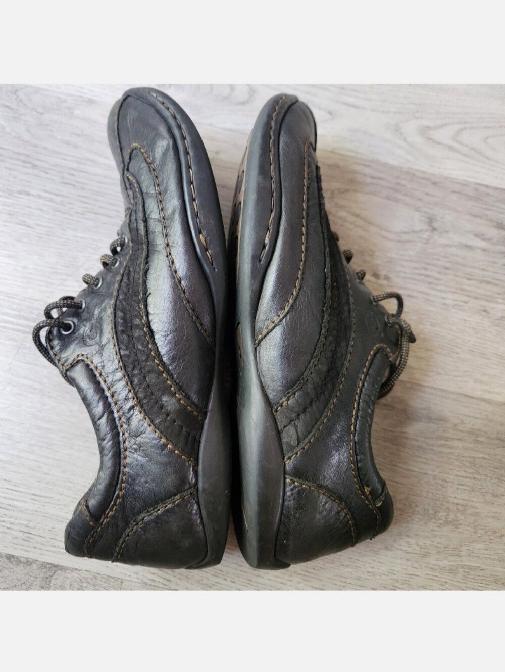 Børn black leather lace up comfort oxford shoes derby women size 8